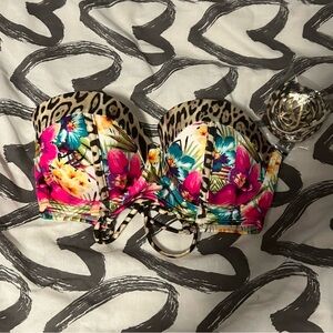 Victoria's Secret Floral and Leopard Print Bikini Top